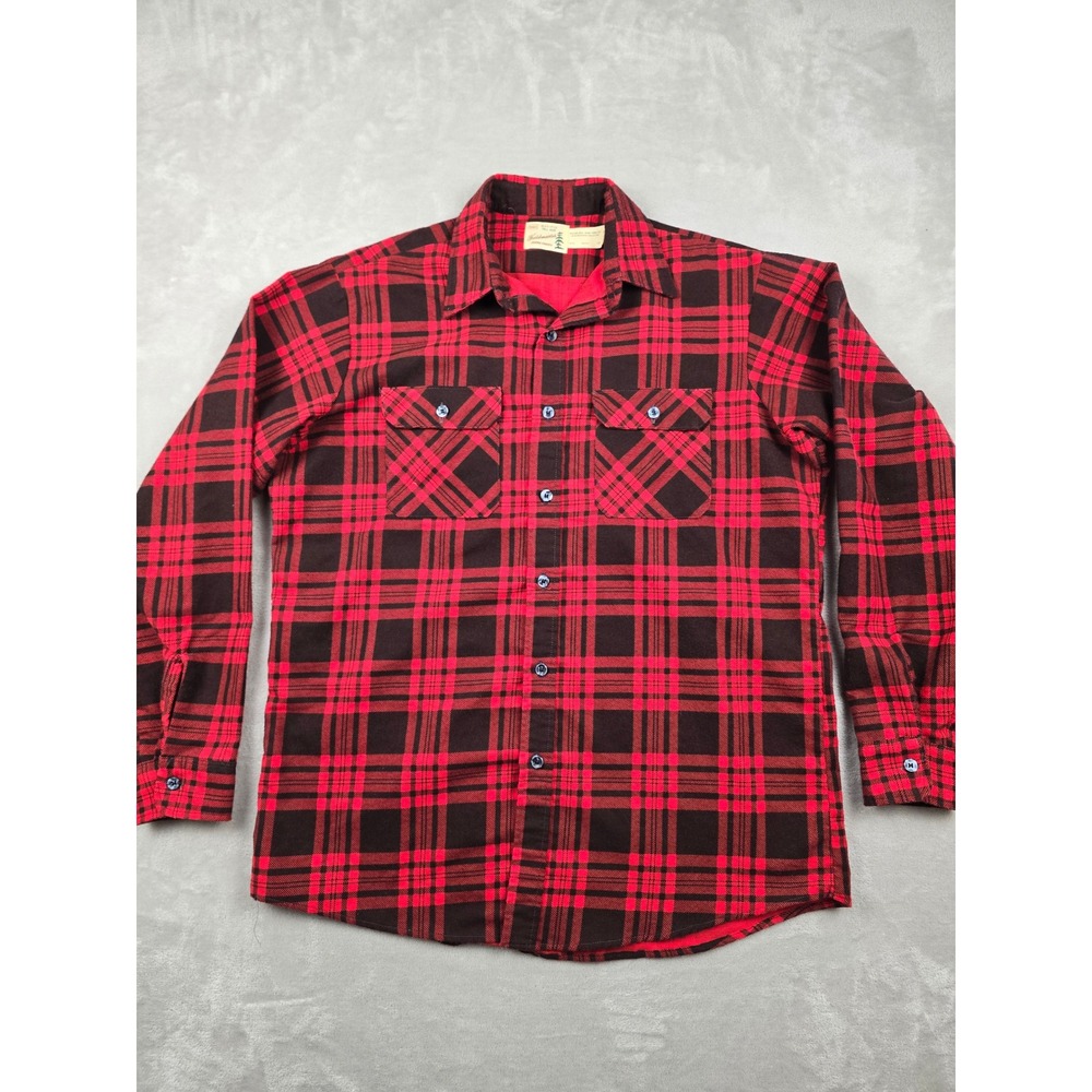 Vintage Sears Fieldmaster Flannel Shirt Mens XL Tall Buffalo Plaid Perma-Prest - Picture 3 of 7